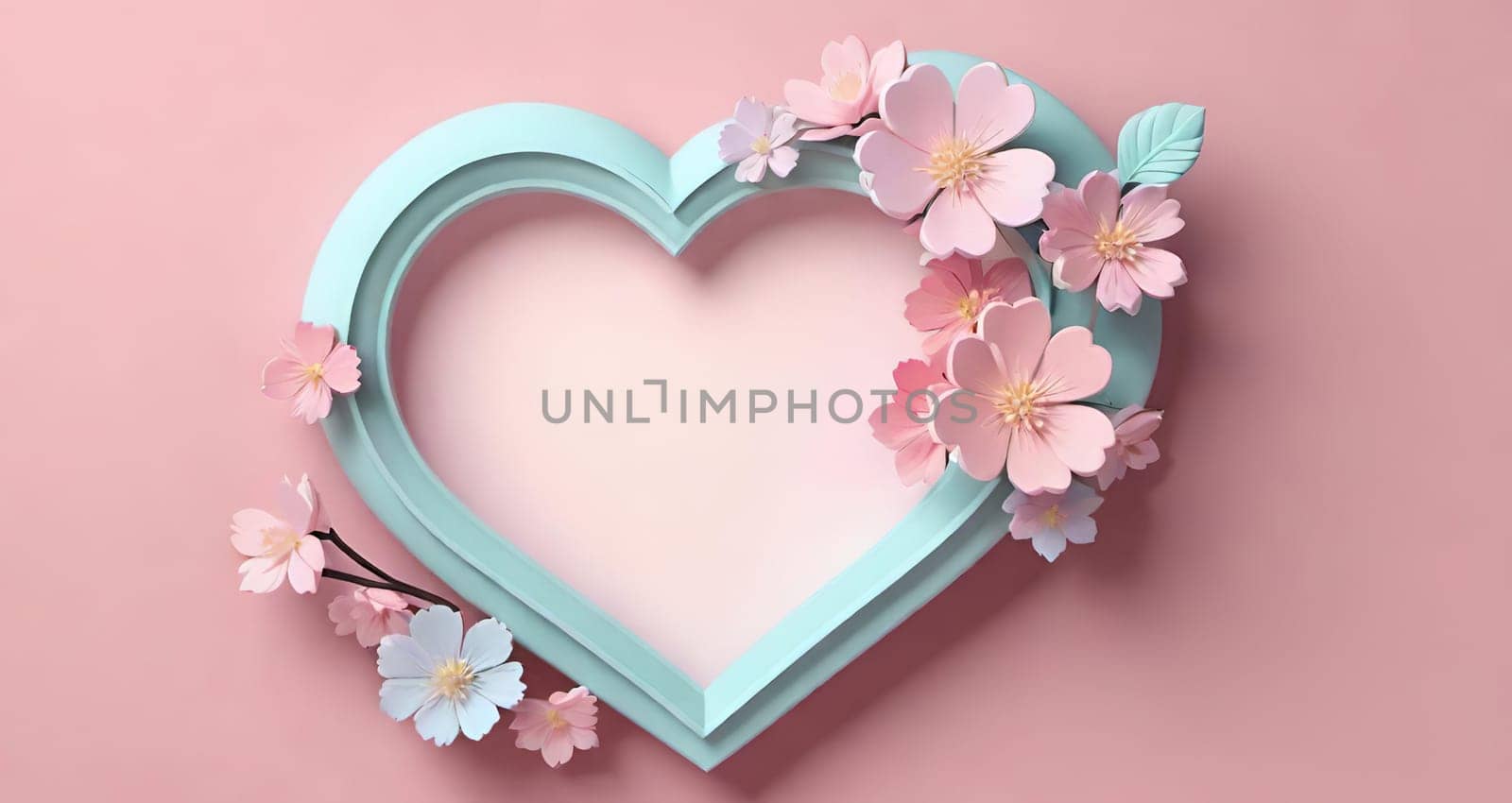 Valentine's Day background with hearts .Pastel colors.Valentine's day greeting card with heart.Minimal Valentine's Day concept. 3D rendering.Valentine's Day greeting card with hearts in pastel colors.Minimal love concept.Computer digital drawing.