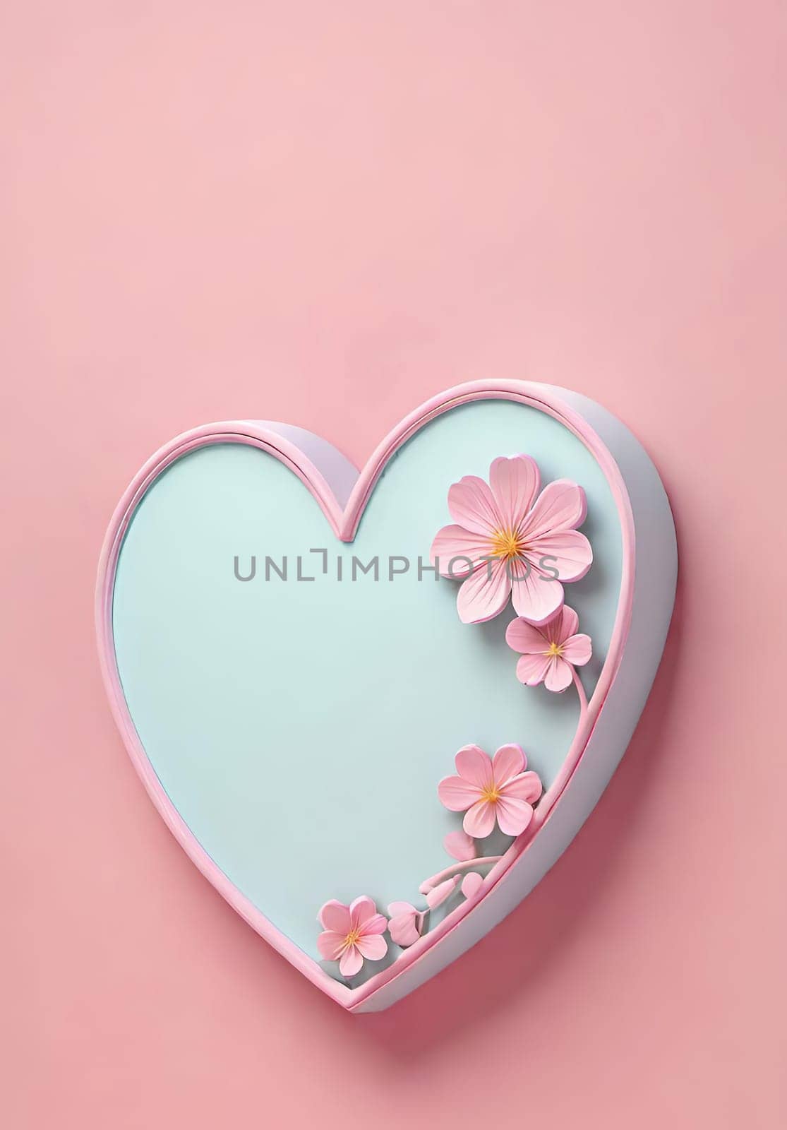 Valentine's Day background with hearts .Pastel colors.Valentine's day greeting card with heart.Minimal Valentine's Day concept. 3D rendering.Valentine's Day greeting card with hearts in pastel colors.Minimal love concept.Computer digital drawing.