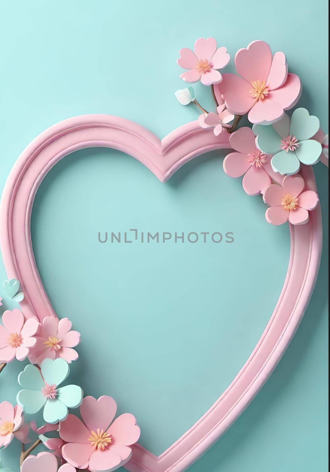 Valentine's Day background with hearts .Pastel colors.Valentine's day greeting card with heart.Minimal Valentine's Day concept. 3D rendering.Valentine's Day greeting card with hearts in pastel colors.Minimal love concept.Computer digital drawing.