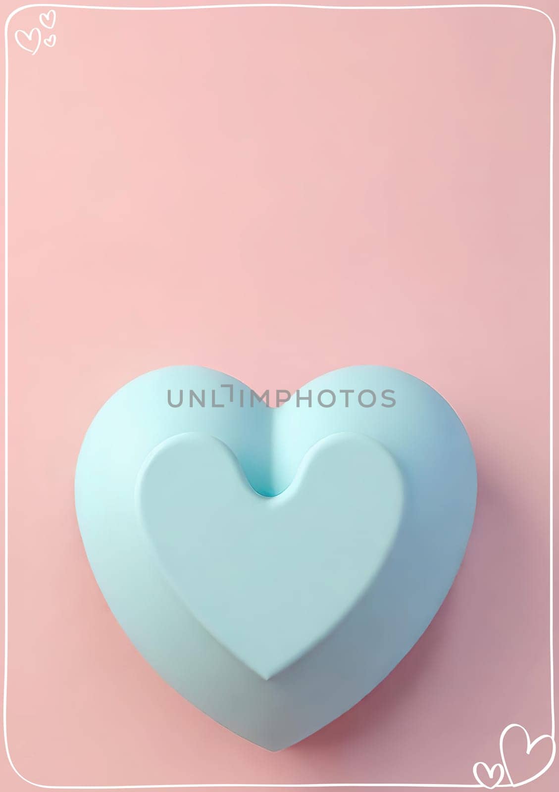 Valentine's Day background with hearts .Pastel colors.Valentine's day greeting card with heart.Minimal Valentine's Day concept. 3D rendering.Valentine's Day greeting card with hearts in pastel colors.Minimal love concept.Computer digital drawing.