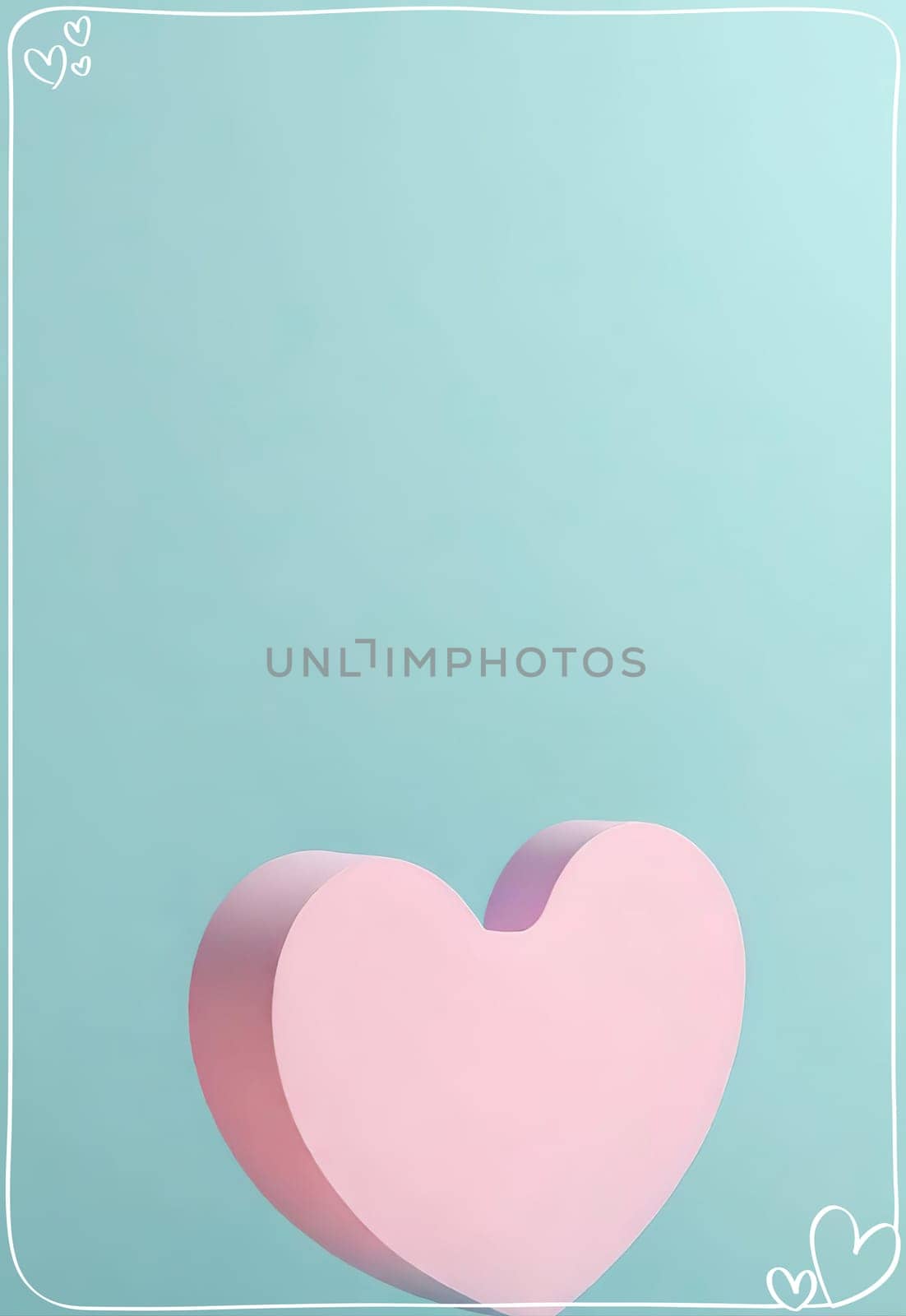 Valentine's Day background with hearts .Pastel colors.Valentine's day greeting card with heart.Minimal Valentine's Day concept. 3D rendering.Valentine's Day greeting card with hearts in pastel colors.Minimal love concept.Computer digital drawing.