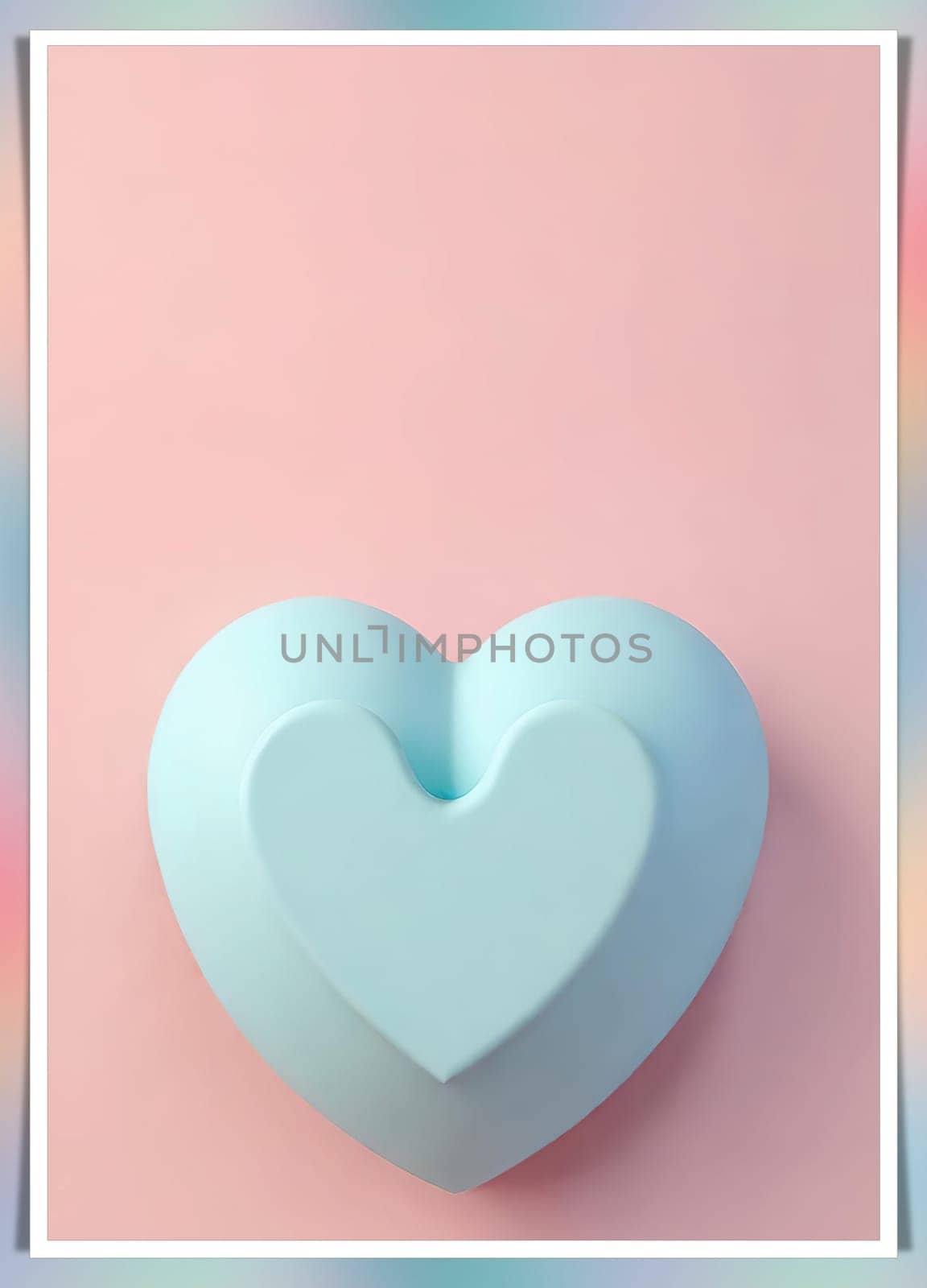 Valentine's Day background with hearts .Pastel colors.Valentine's day greeting card with heart.Minimal Valentine's Day concept. 3D rendering.Valentine's Day greeting card with hearts in pastel colors.Minimal love concept.Computer digital drawing.