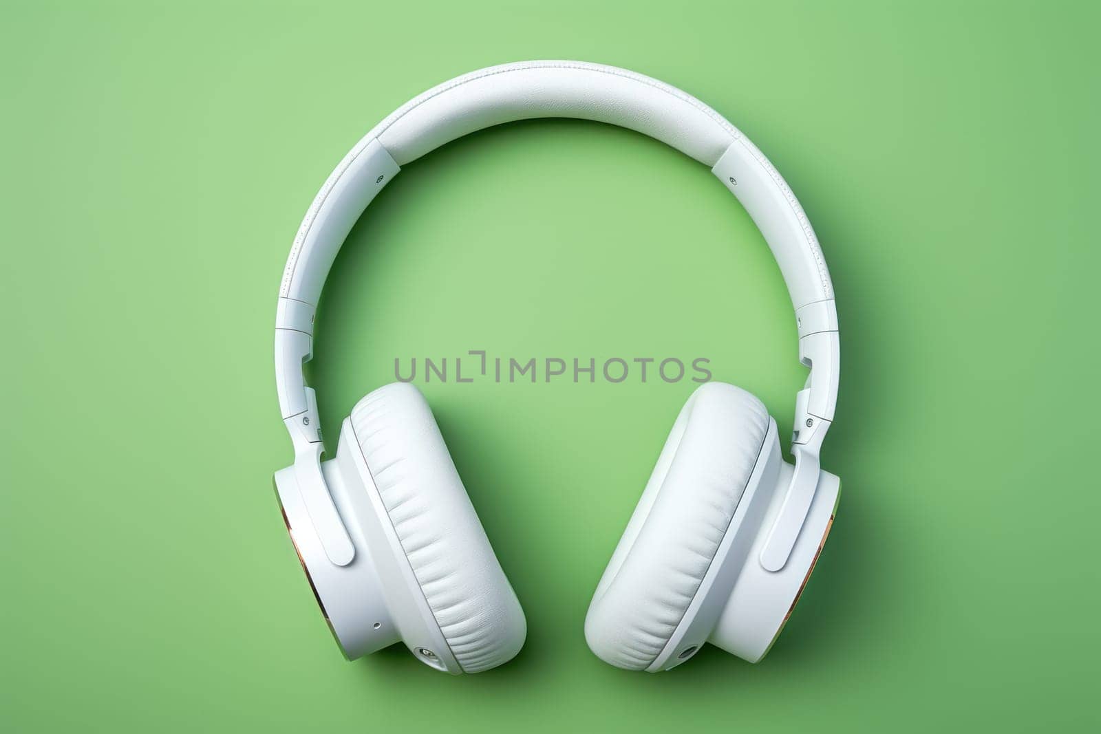 White headphones on a multicolored background. Generative AI.