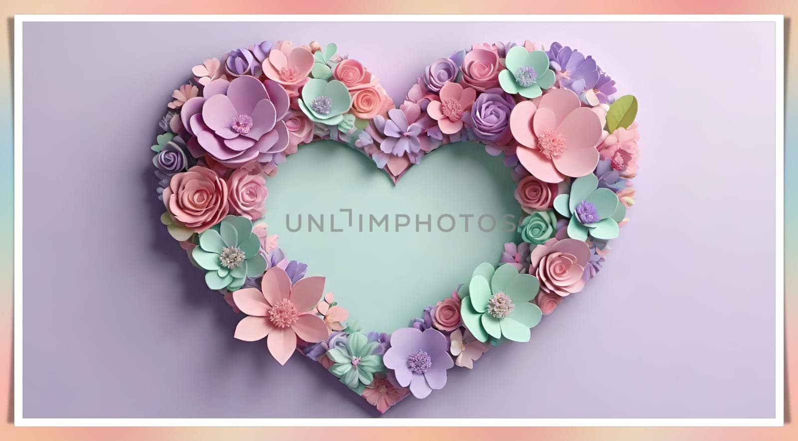 Valentine's Day background with hearts .Pastel colors.Valentine's day greeting card with heart.Minimal Valentine's Day concept. 3D rendering.Valentine's Day greeting card with hearts in pastel colors.Minimal love concept.Computer digital drawing.