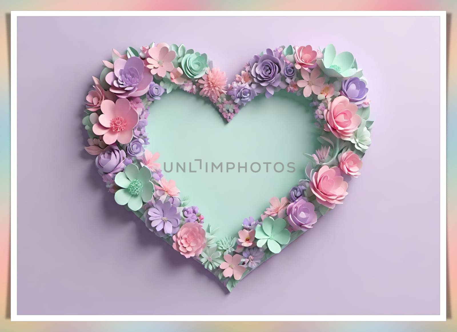 Valentine's Day background with hearts .Pastel colors.Valentine's day greeting card with heart.Minimal Valentine's Day concept. 3D rendering.Valentine's Day greeting card with hearts in pastel colors.Minimal love concept.Computer digital drawing.