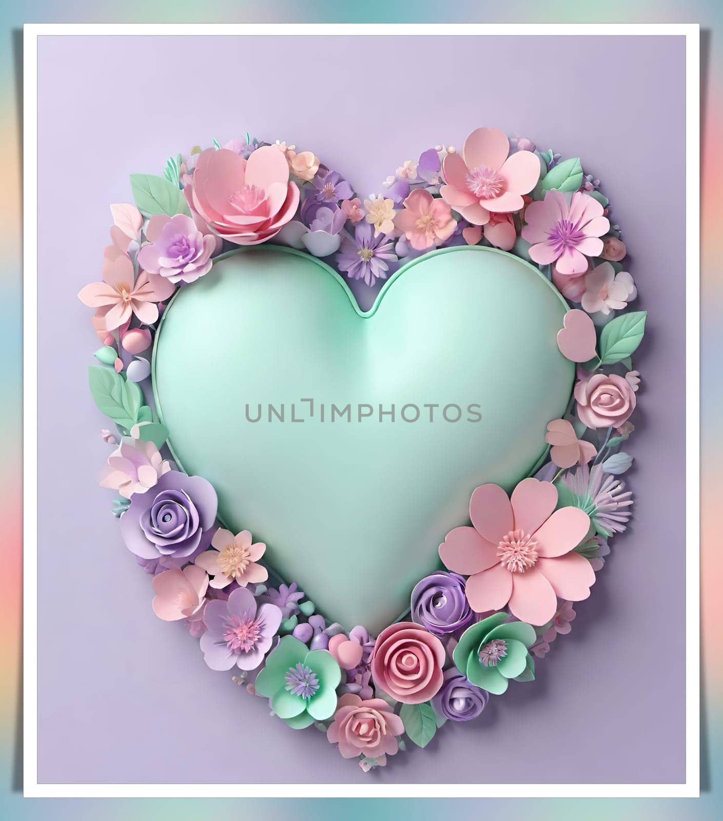 Valentine's Day background with hearts .Pastel colors.Valentine's day greeting card with heart.Minimal Valentine's Day concept. 3D rendering.Valentine's Day greeting card with hearts in pastel colors.Minimal love concept.Computer digital drawing.