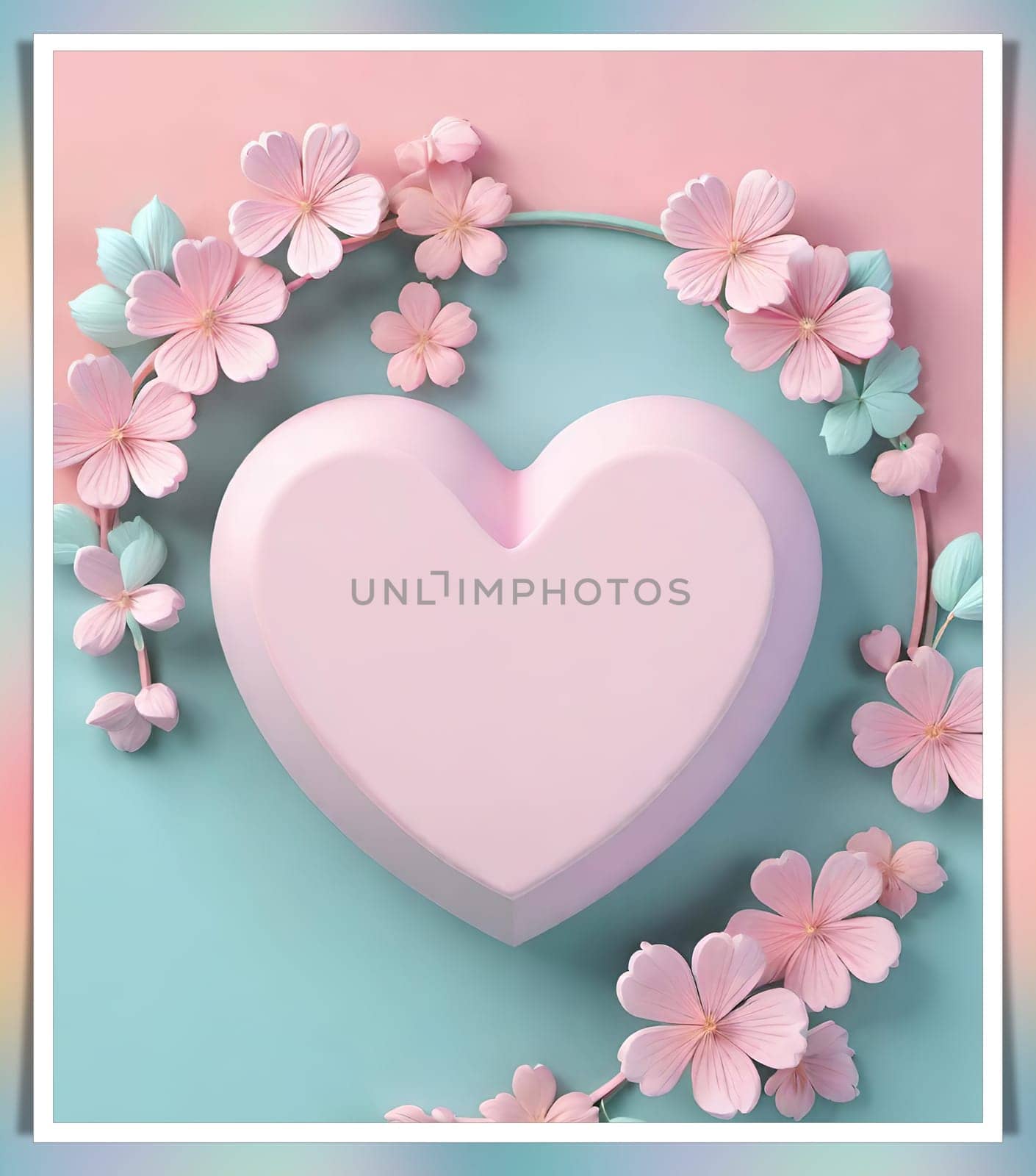 Valentine's Day background with hearts .Pastel colors.Valentine's day greeting card with heart.Minimal Valentine's Day concept. 3D rendering.Valentine's Day greeting card with hearts in pastel colors.Minimal love concept.Computer digital drawing.