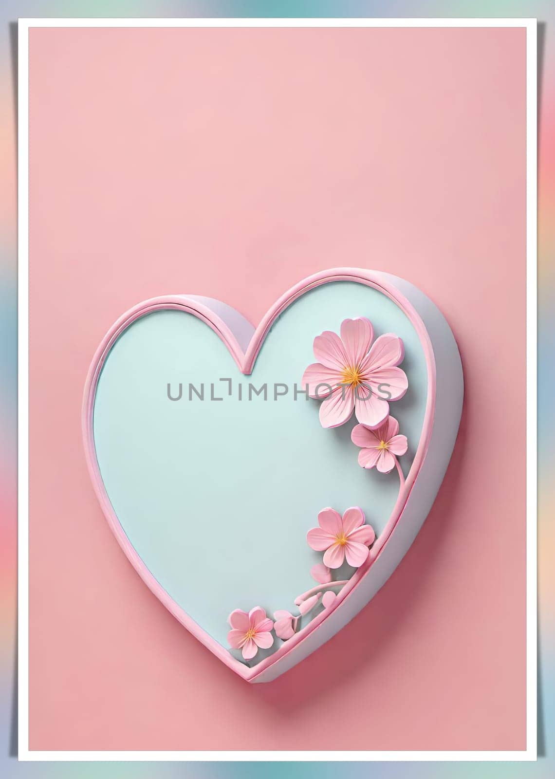 Valentine's Day background with hearts .Pastel colors.Valentine's day greeting card with heart.Minimal Valentine's Day concept. 3D rendering.Valentine's Day greeting card with hearts in pastel colors.Minimal love concept.Computer digital drawing.