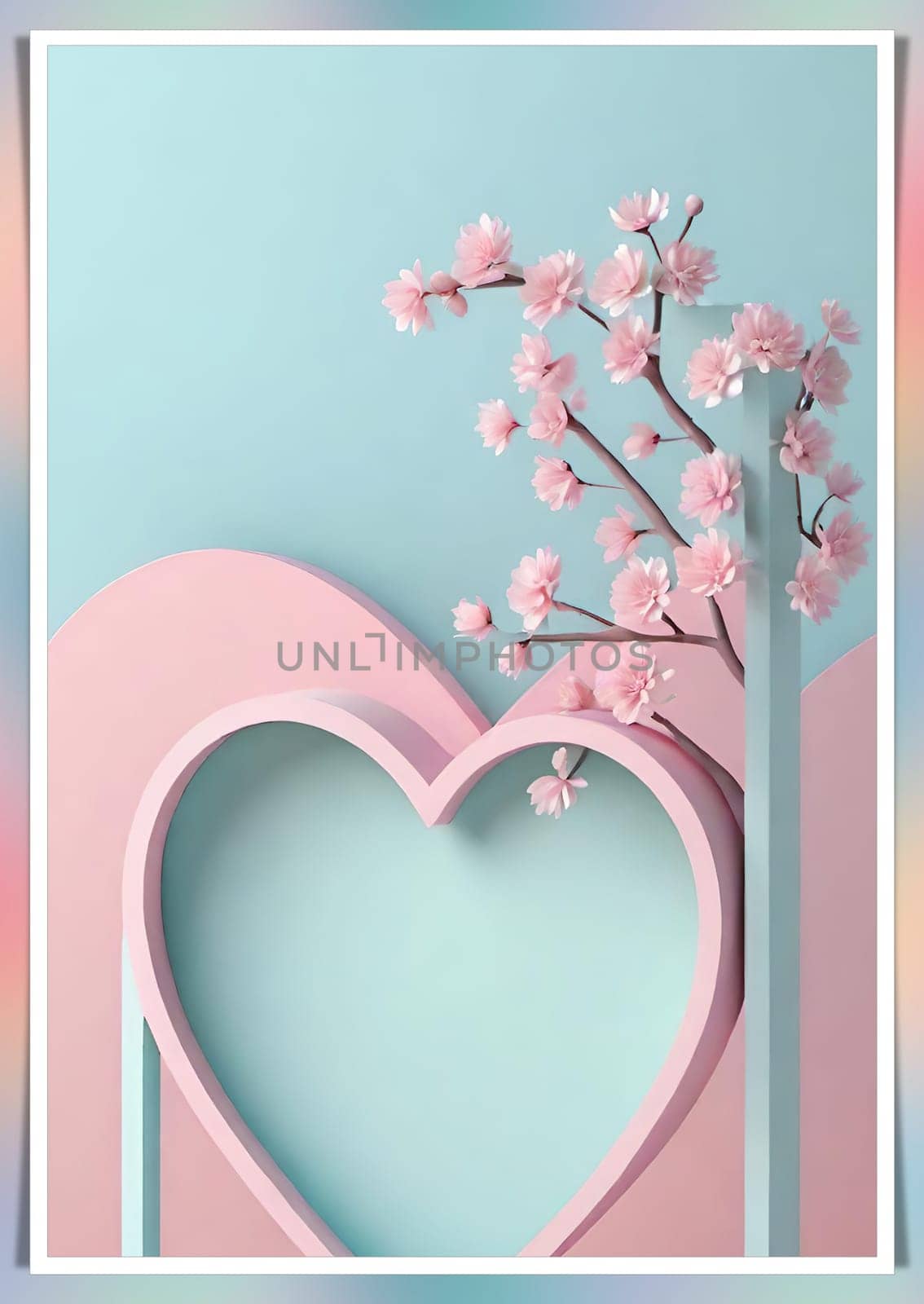 Valentine's Day background with hearts .Pastel colors.Valentine's day greeting card with heart.Minimal Valentine's Day concept. 3D rendering.Valentine's Day greeting card with hearts in pastel colors.Minimal love concept.Computer digital drawing.