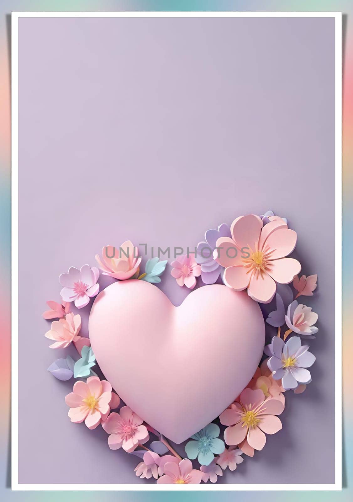 Valentine's Day background with hearts .Pastel colors.Valentine's day greeting card with heart.Minimal Valentine's Day concept. 3D rendering.Valentine's Day greeting card with hearts in pastel colors.Minimal love concept.Computer digital drawing.