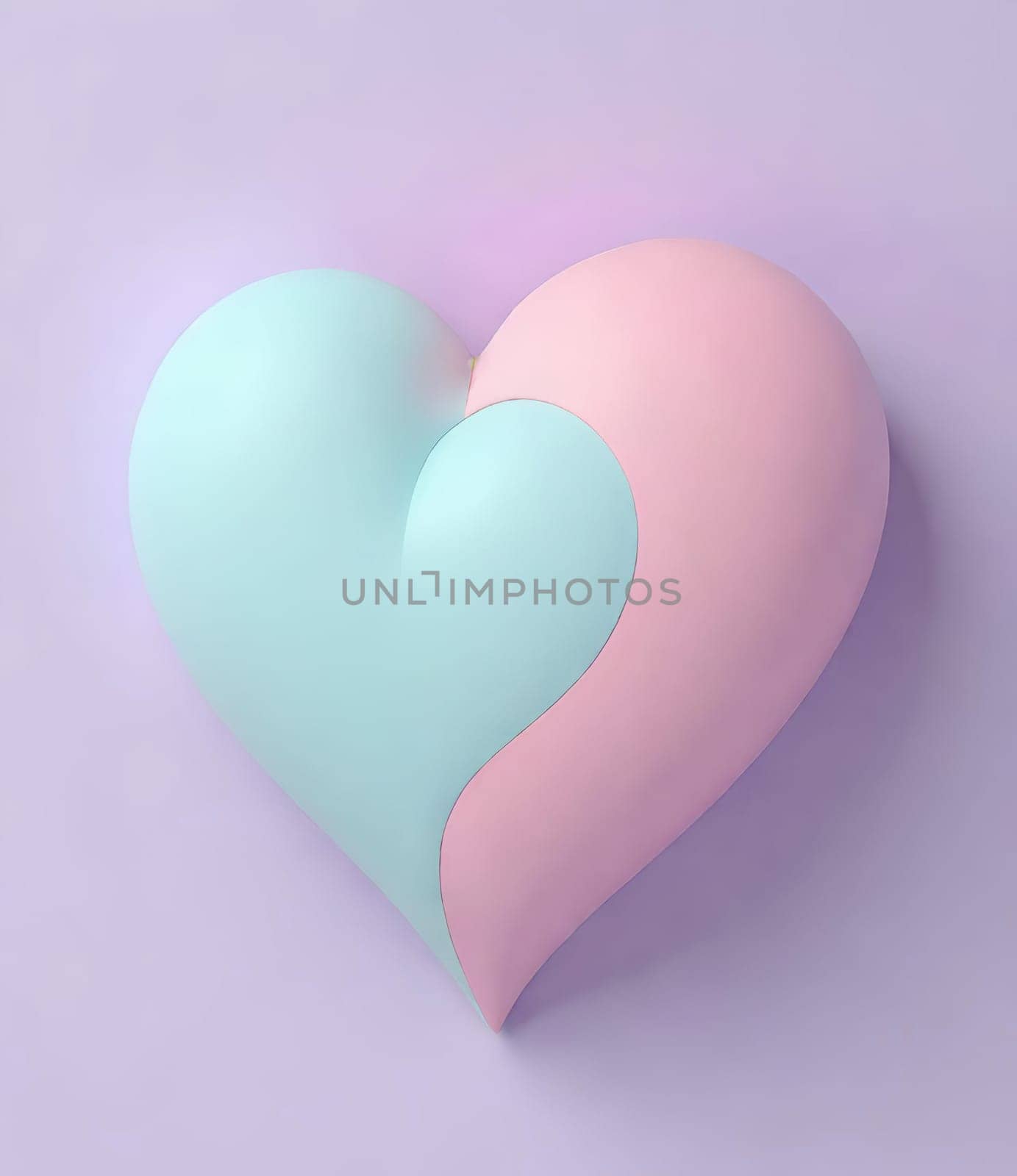 Valentine's Day background with hearts .Pastel colors.Valentine's day greeting card with heart.Minimal Valentine's Day concept. 3D rendering.Valentine's Day greeting card with hearts in pastel colors.Minimal love concept.Computer digital drawing.