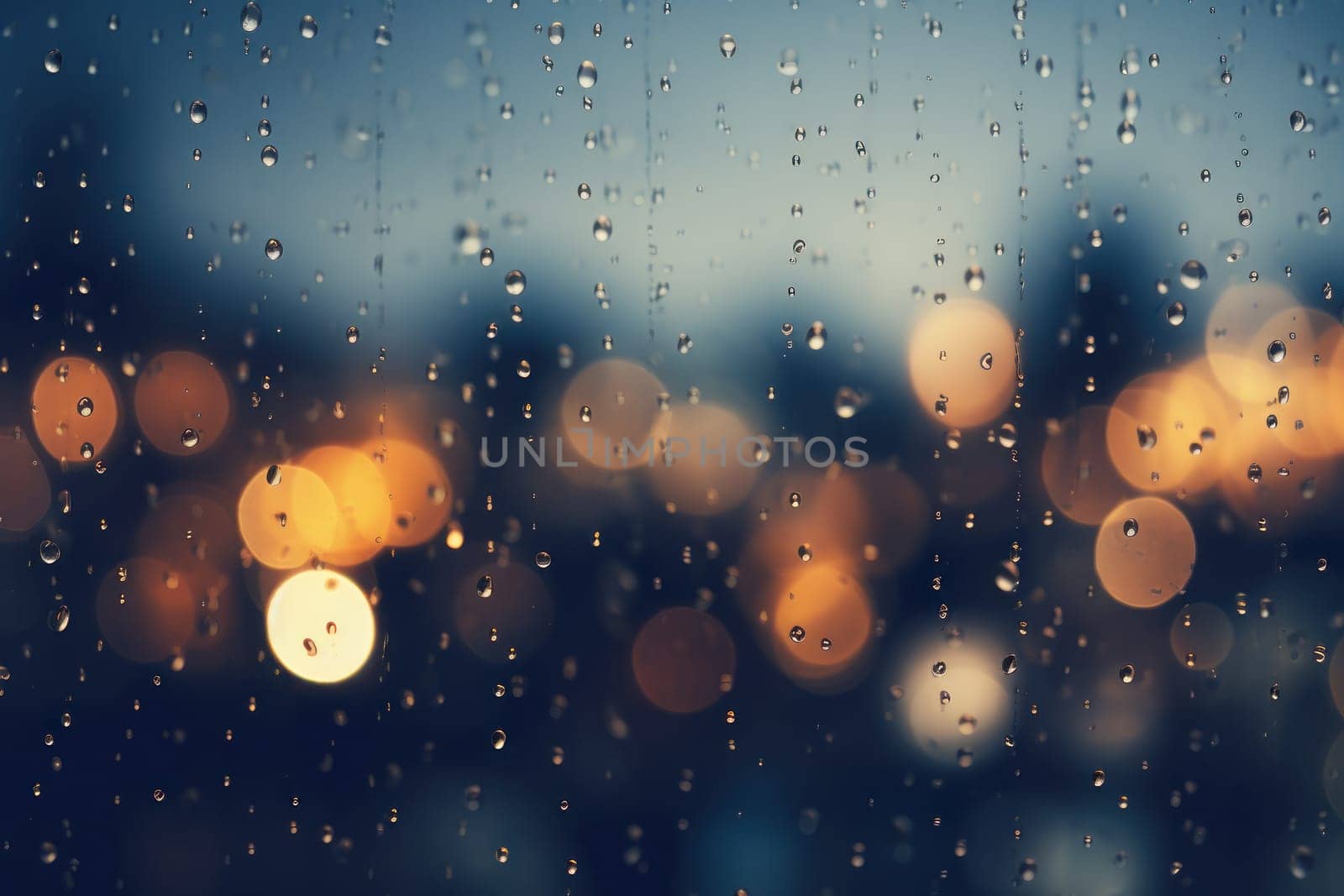 Drizzle Rainy night light bokeh background and wallpaper.