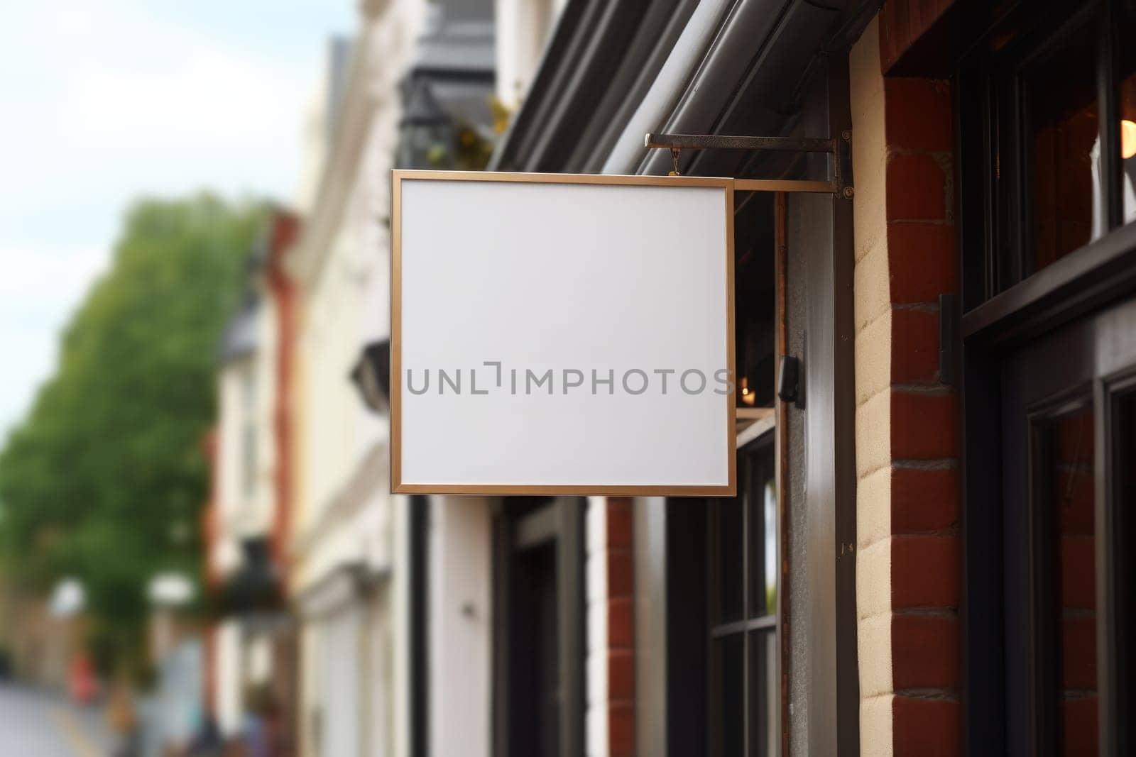 Shop sign, shop sign mockup, mockup, high detailed. Generative AI.