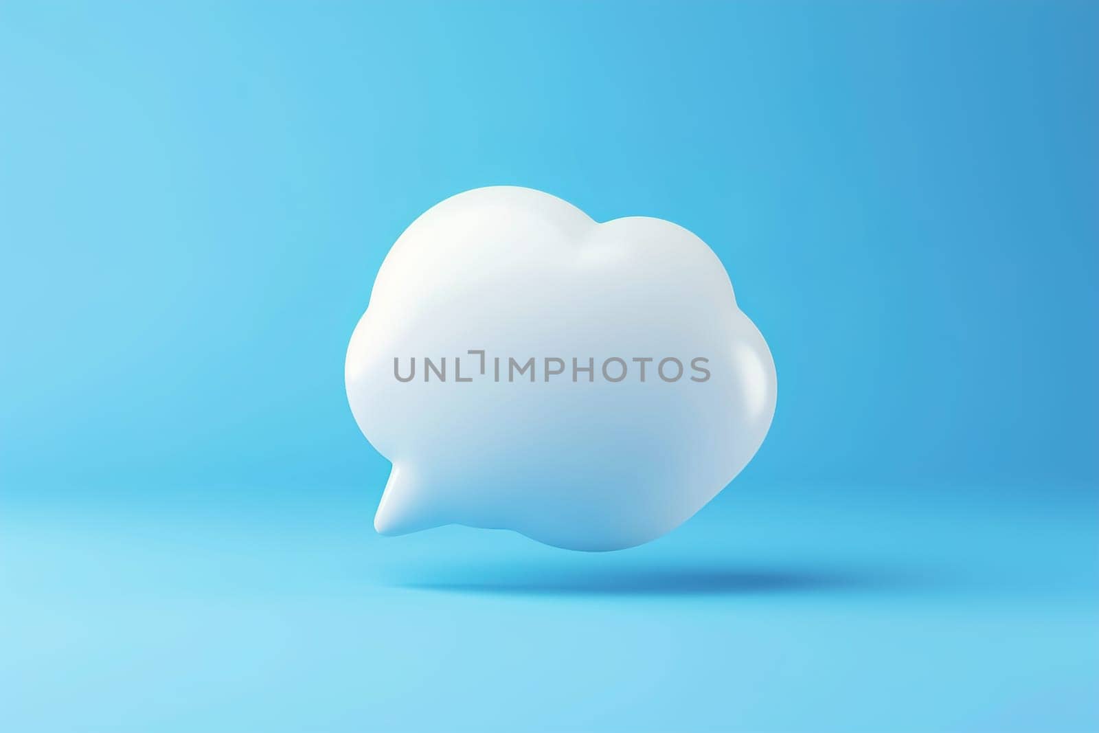 Stylized white 3D speech bubble on a serene blue background, perfect for dialogues, messaging apps, communication design elements, social media. Copy space for text. Generative AI. by creativebird