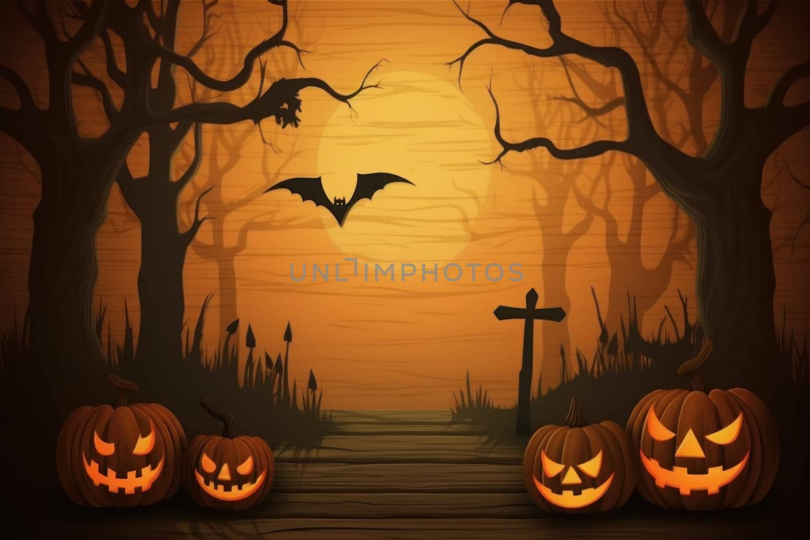 Halloween pupmkin orange empty space Background. Generative AI.