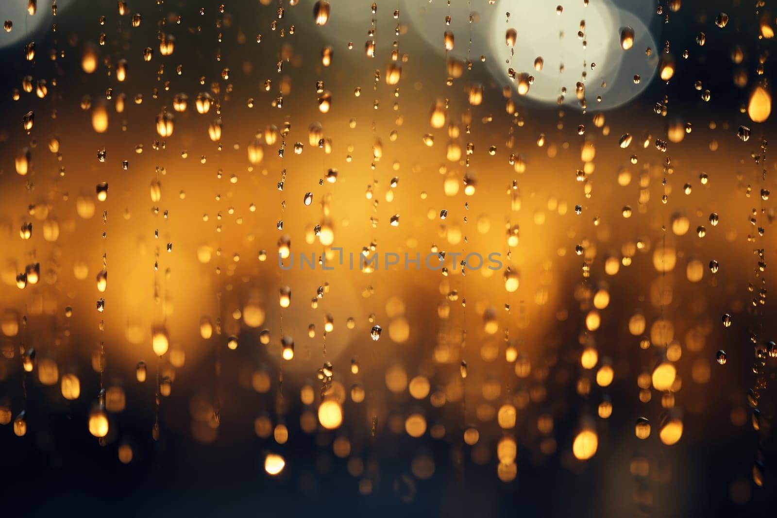 Drizzle Rainy night light bokeh background and wallpaper.