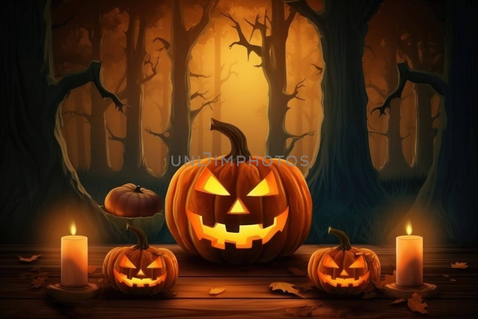 Halloween pupmkin orange empty space Background. Generative AI.