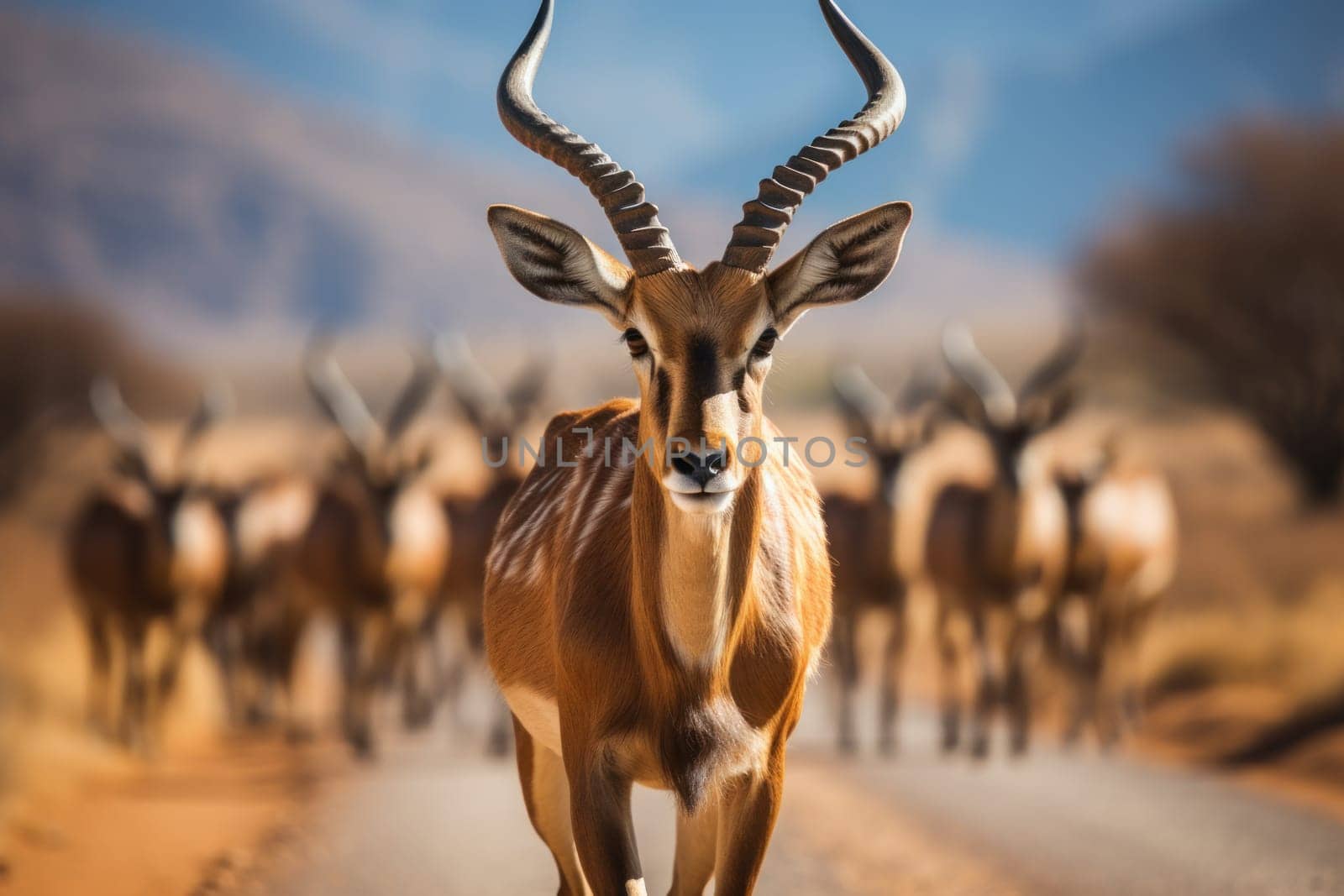 Photos of various wildlife along the way in Namibia. Generative AI.