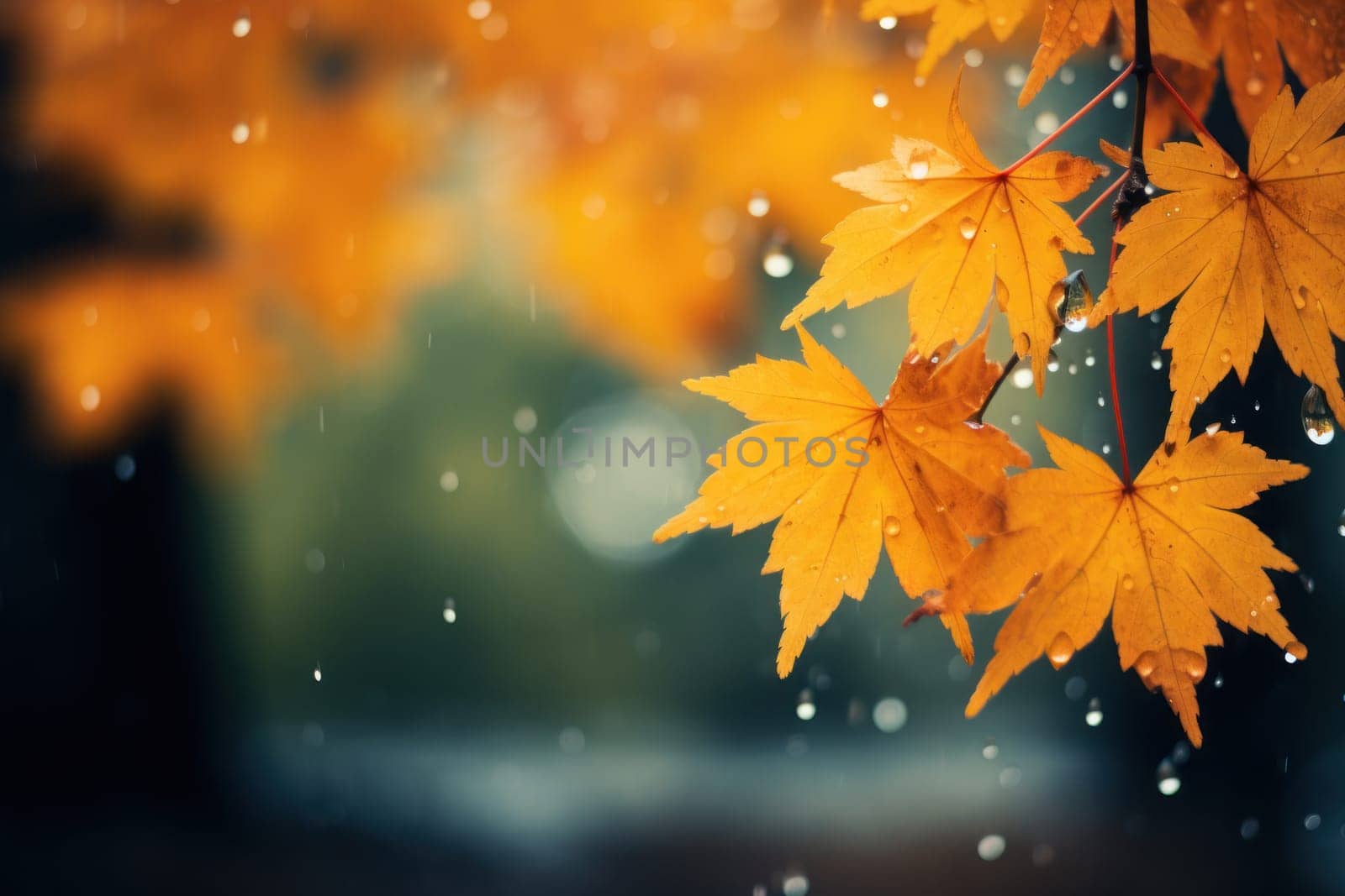Drizzle Rainy day in autumn background and wallpaper. Generative AI.