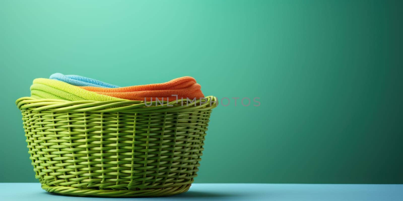 Colorful clothes basket distinctive realistic lighting. Generative AI by golfmerrymaker