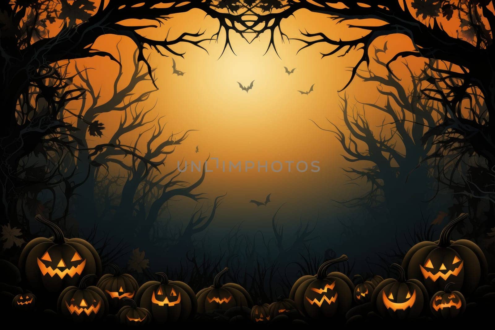 Template halloween card,copy space. Generative AI.