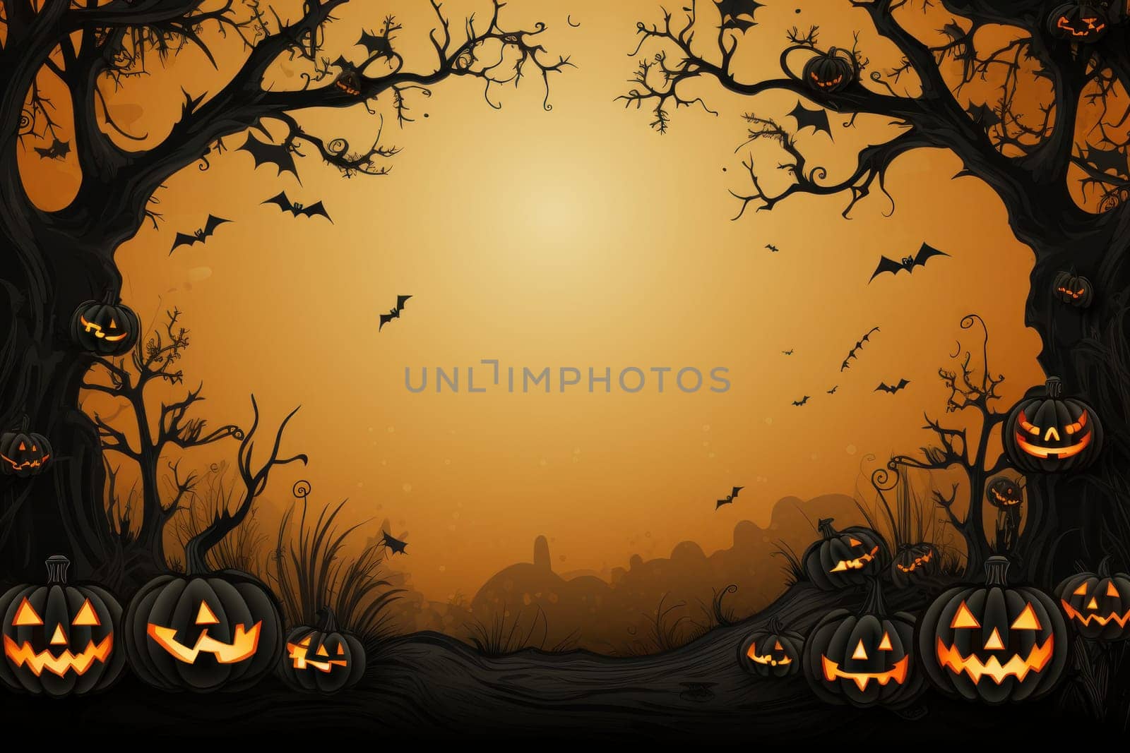 Template halloween card,copy space. Generative AI.
