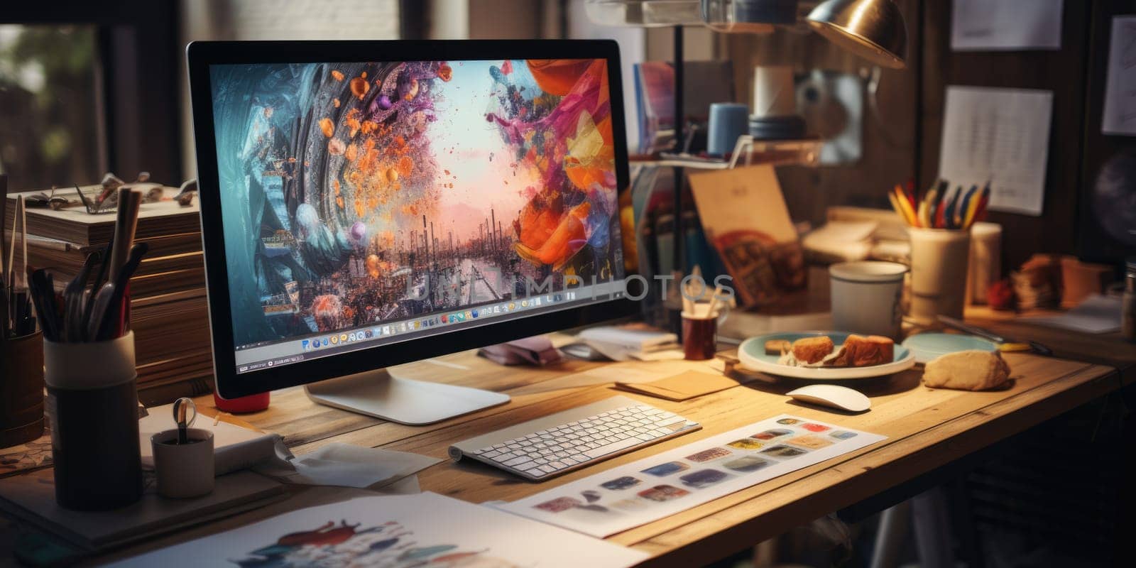 professional graphic designer desk. ai generated by Desperada