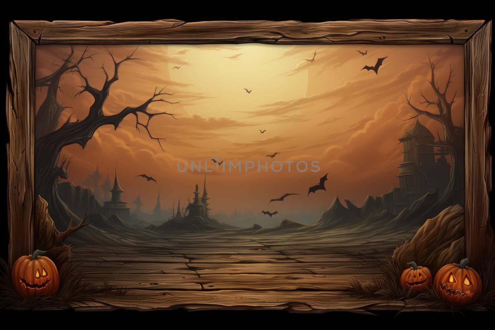 Halloween pupmkin orange empty space Background. Generative AI.