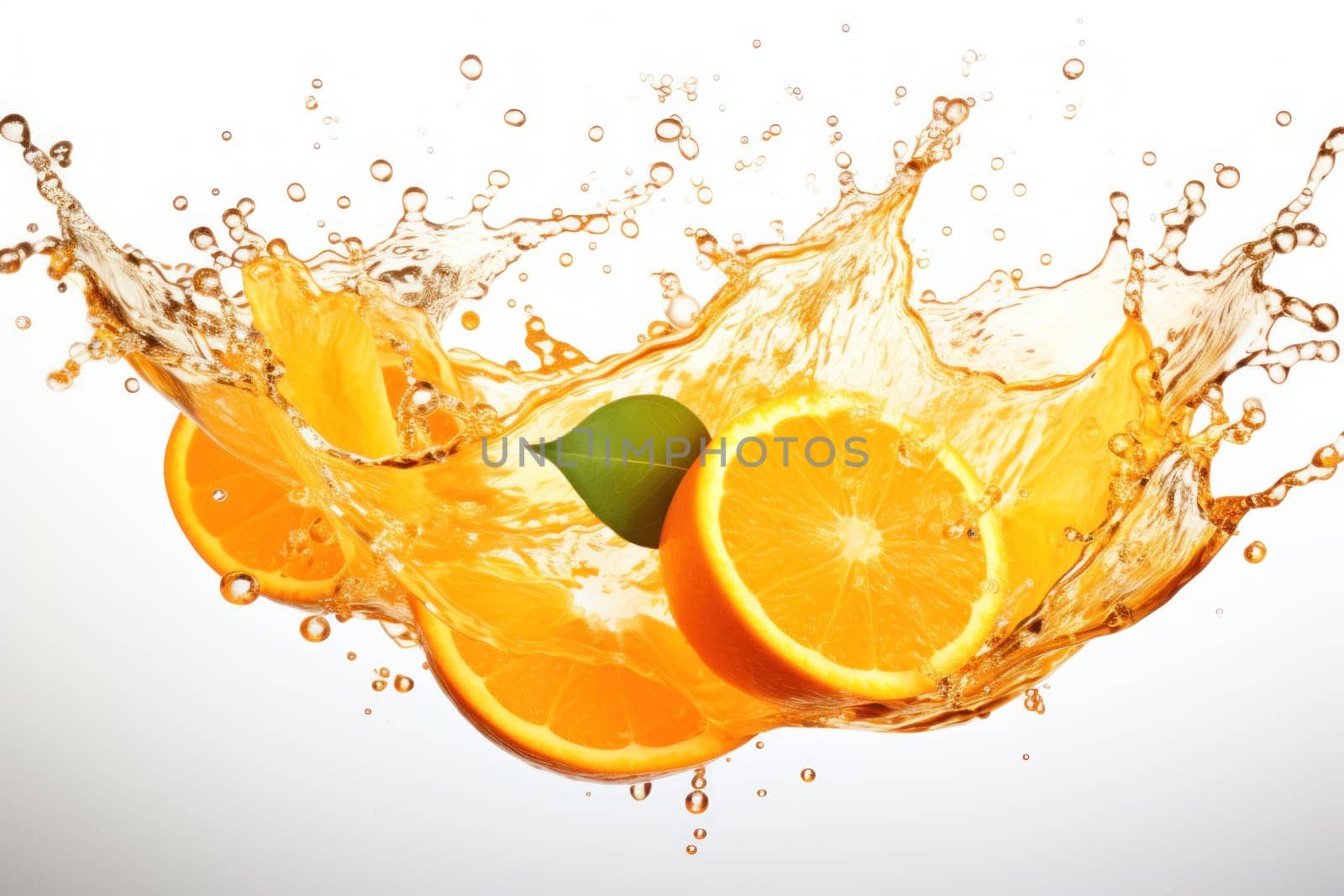 Splash effect of lemon, high speed photography, on plain white background. Generative AI.