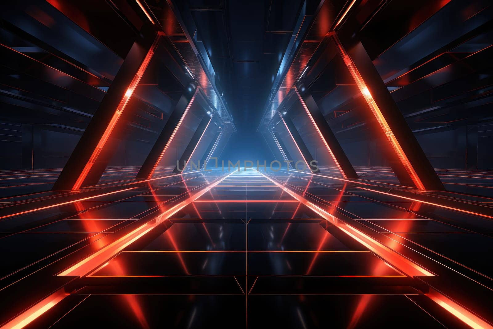 Geometry Background Laser 3D graphics Template Stage Set Abstract technology . Generative AI by golfmerrymaker