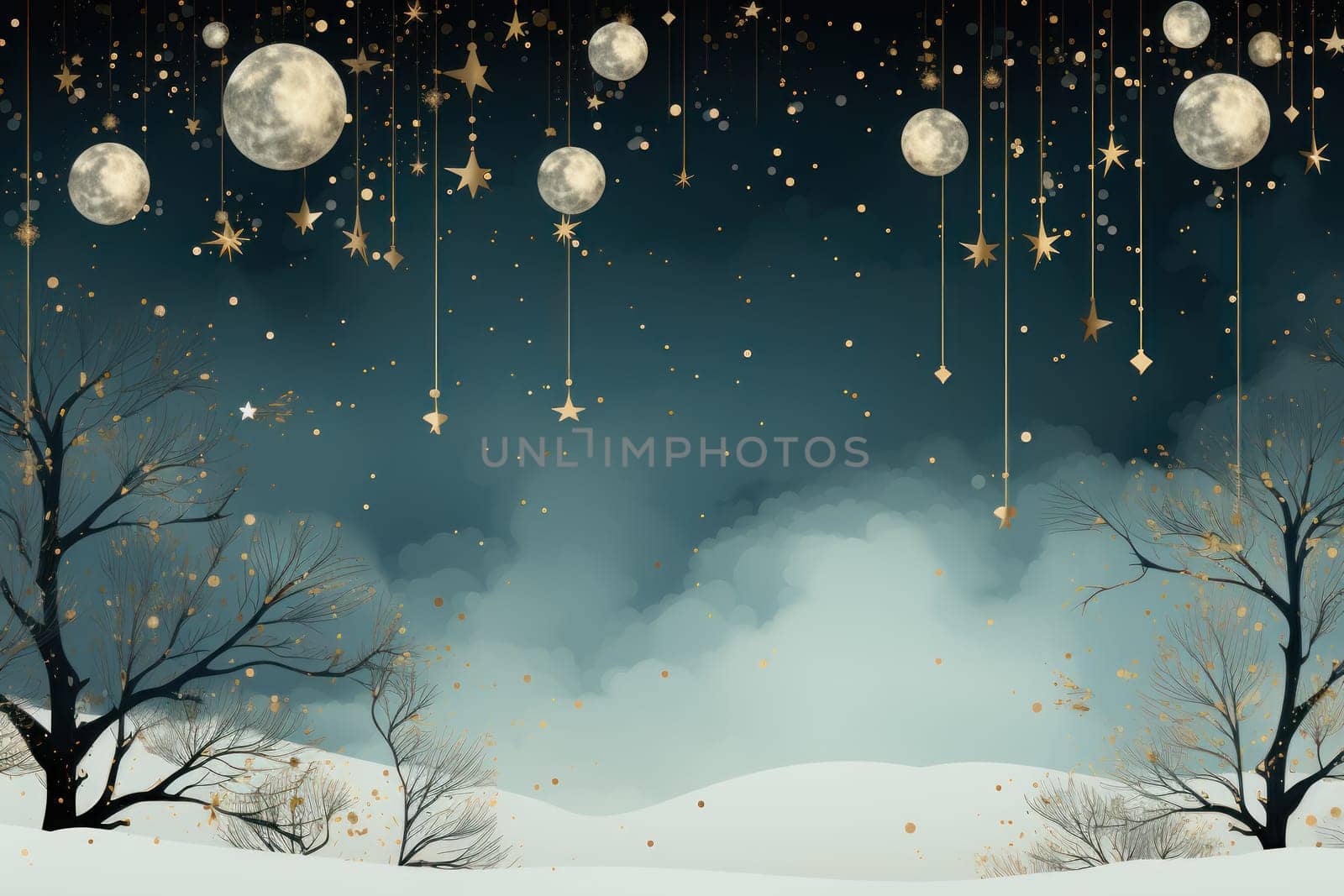 Template new years card,copy space. Generative AI.