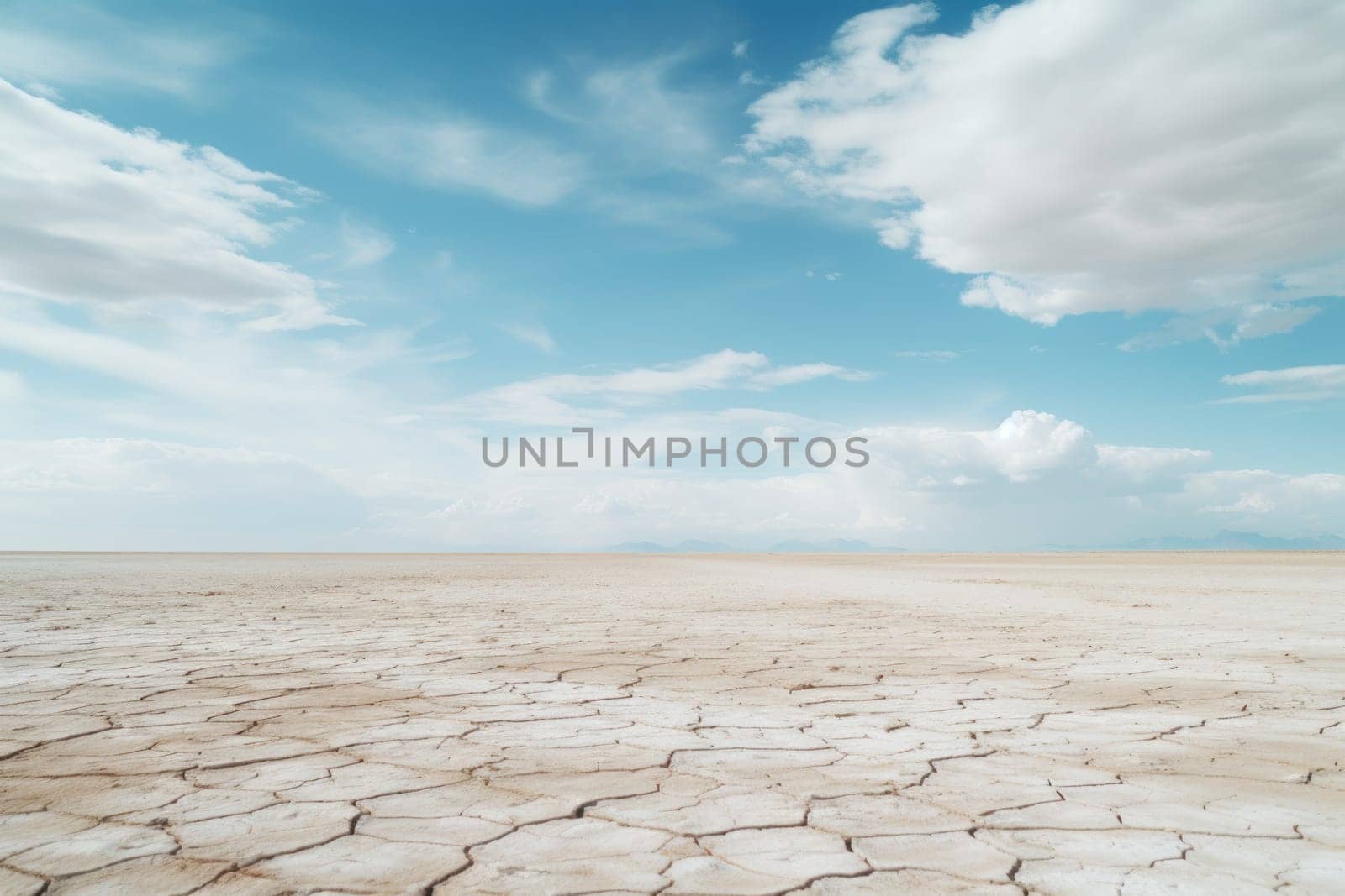 Dry field in the middle of a dry. Generative AI.