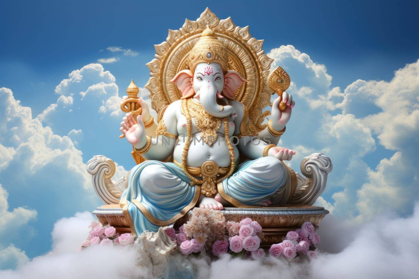 Ganesh transparent sky background. Generative AI.