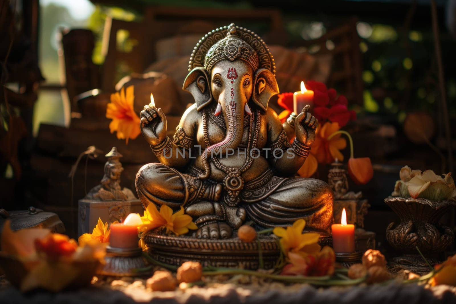 Ganesh an important image during Diwali. Generative AI.