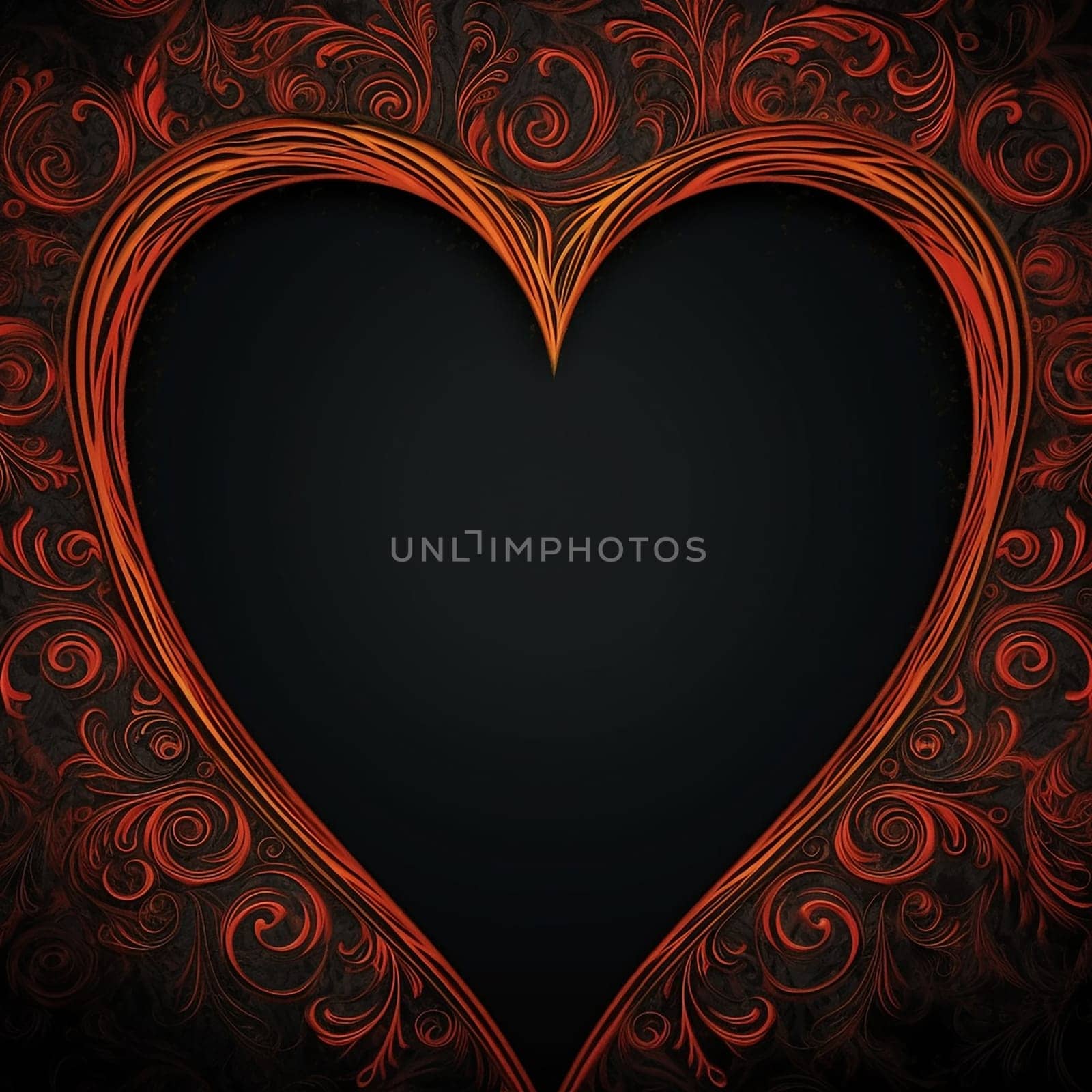Ornate heart-shaped design on a dark background. by Hype2art