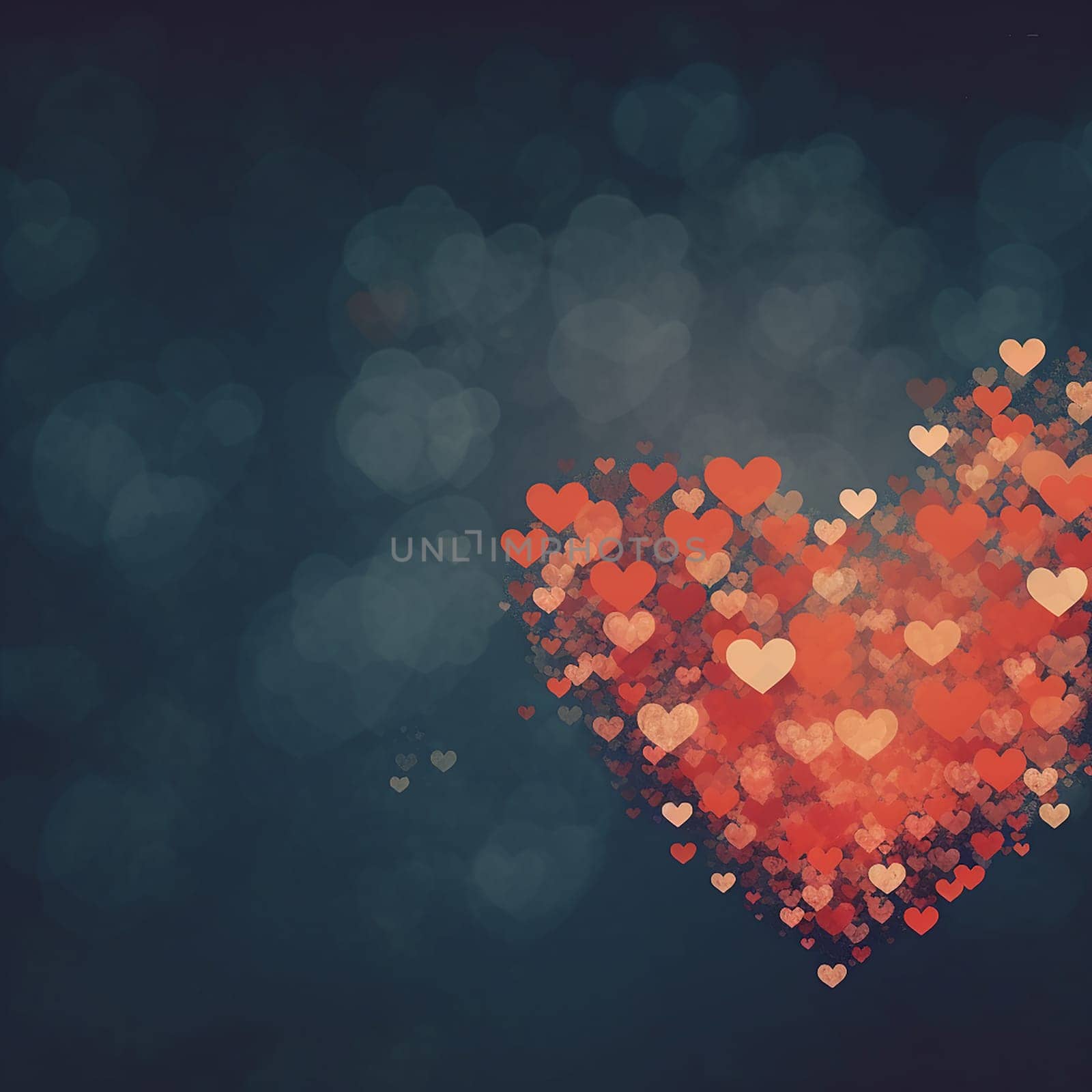 A cluster of red and orange hearts forming a larger heart shape. by Hype2art