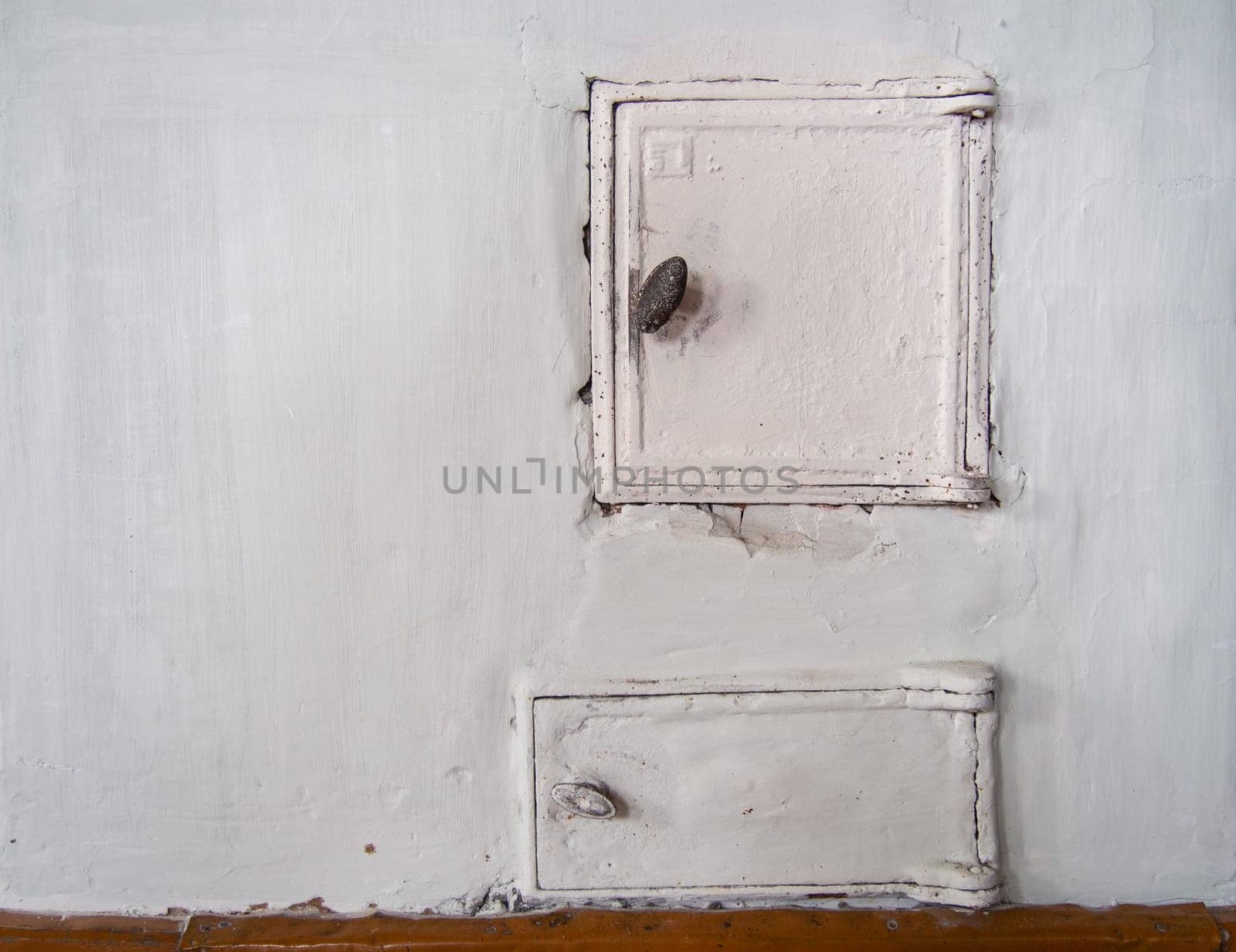 door of an old stove in a Russian village house