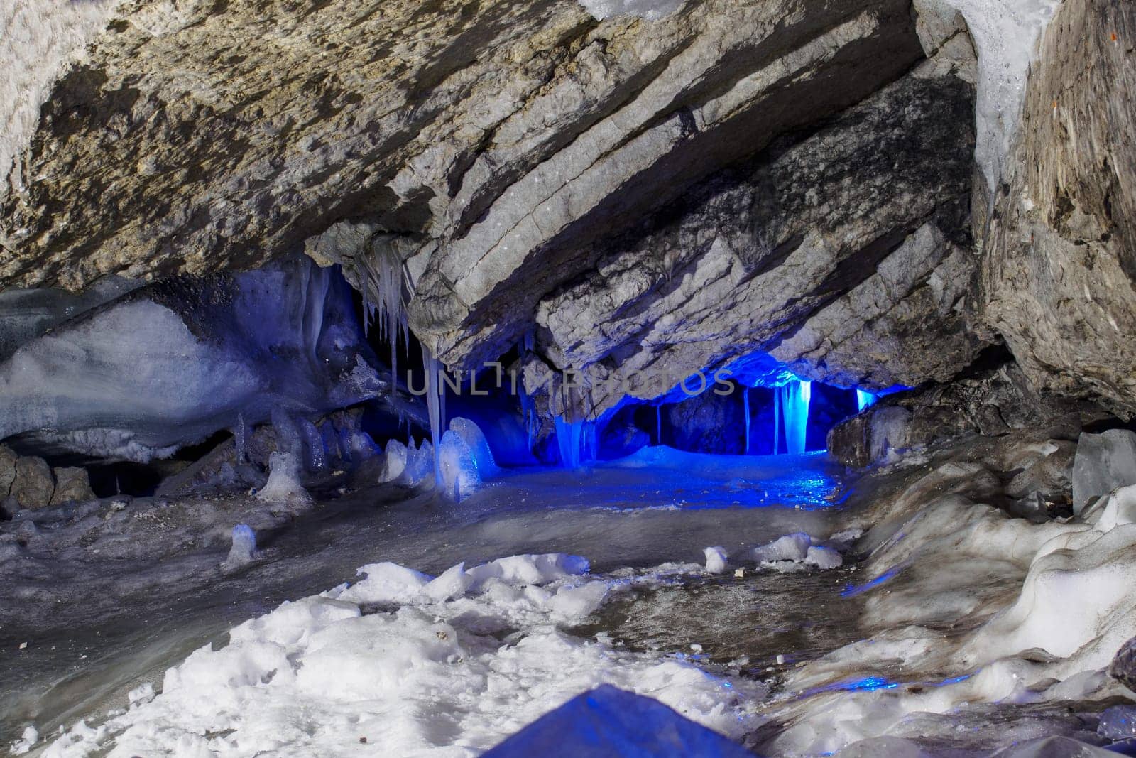 Kungur, Russia - December 9, 2020. Kungur Ice Cave.