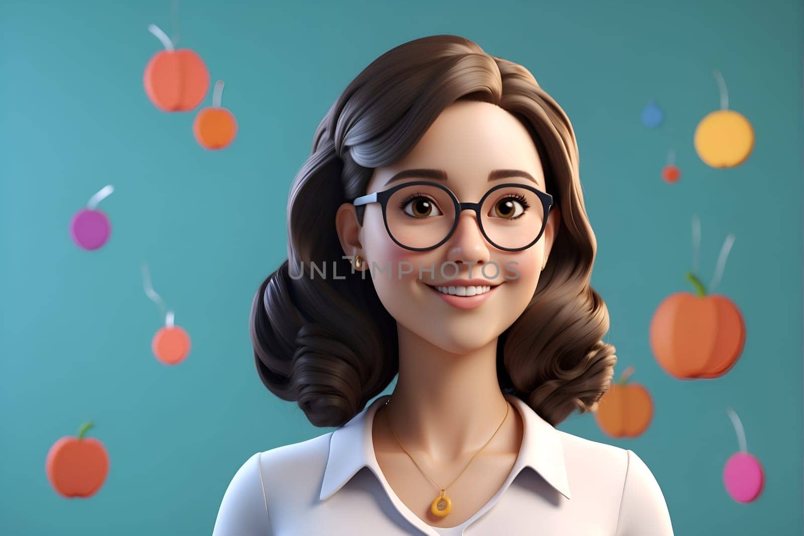 Headshot of Woman in White Shirt Wearing Glasses With Smart and Professional Look. Generative AI. by artofphoto