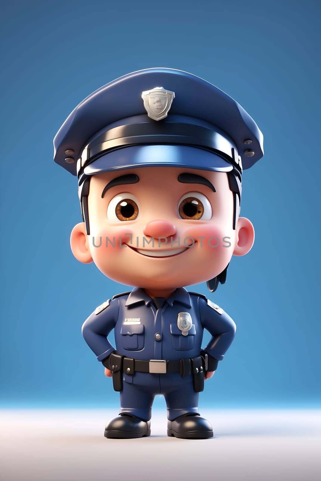 Cartoon Character in Police Uniform, Fun and Whimsical Illustration of a Law Enforcement Officer. Generative AI. by artofphoto