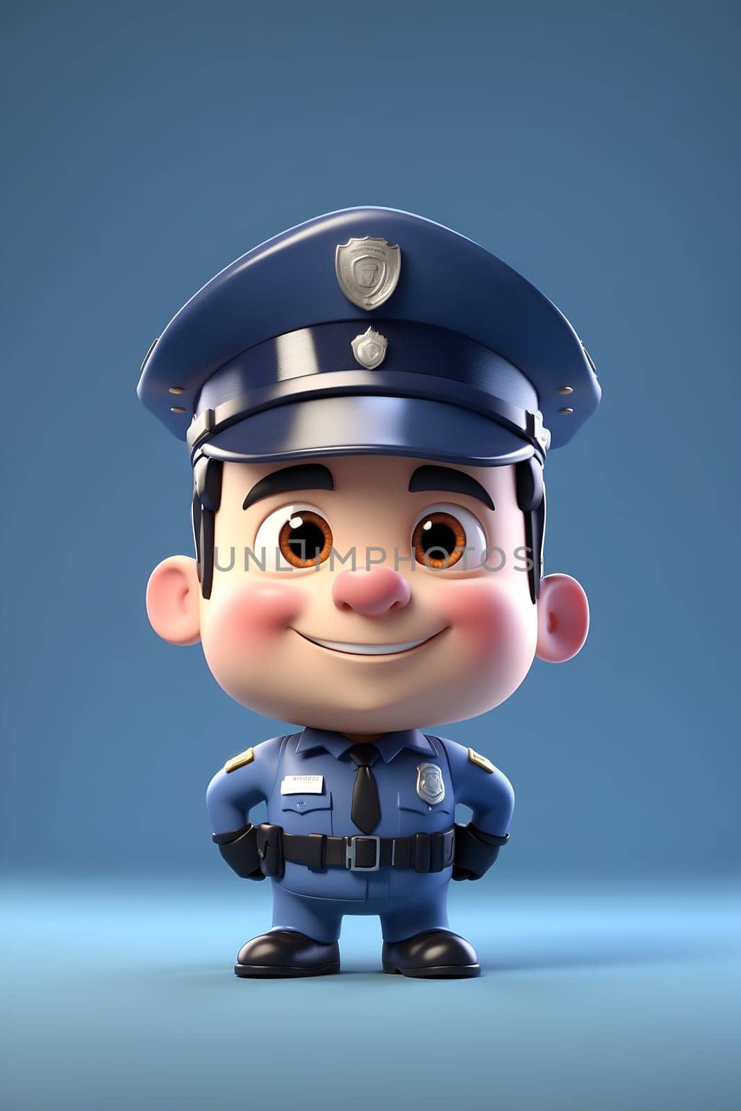 Cartoon Character in Police Uniform, Illustration of a Law Enforcement Officer. Generative AI. by artofphoto