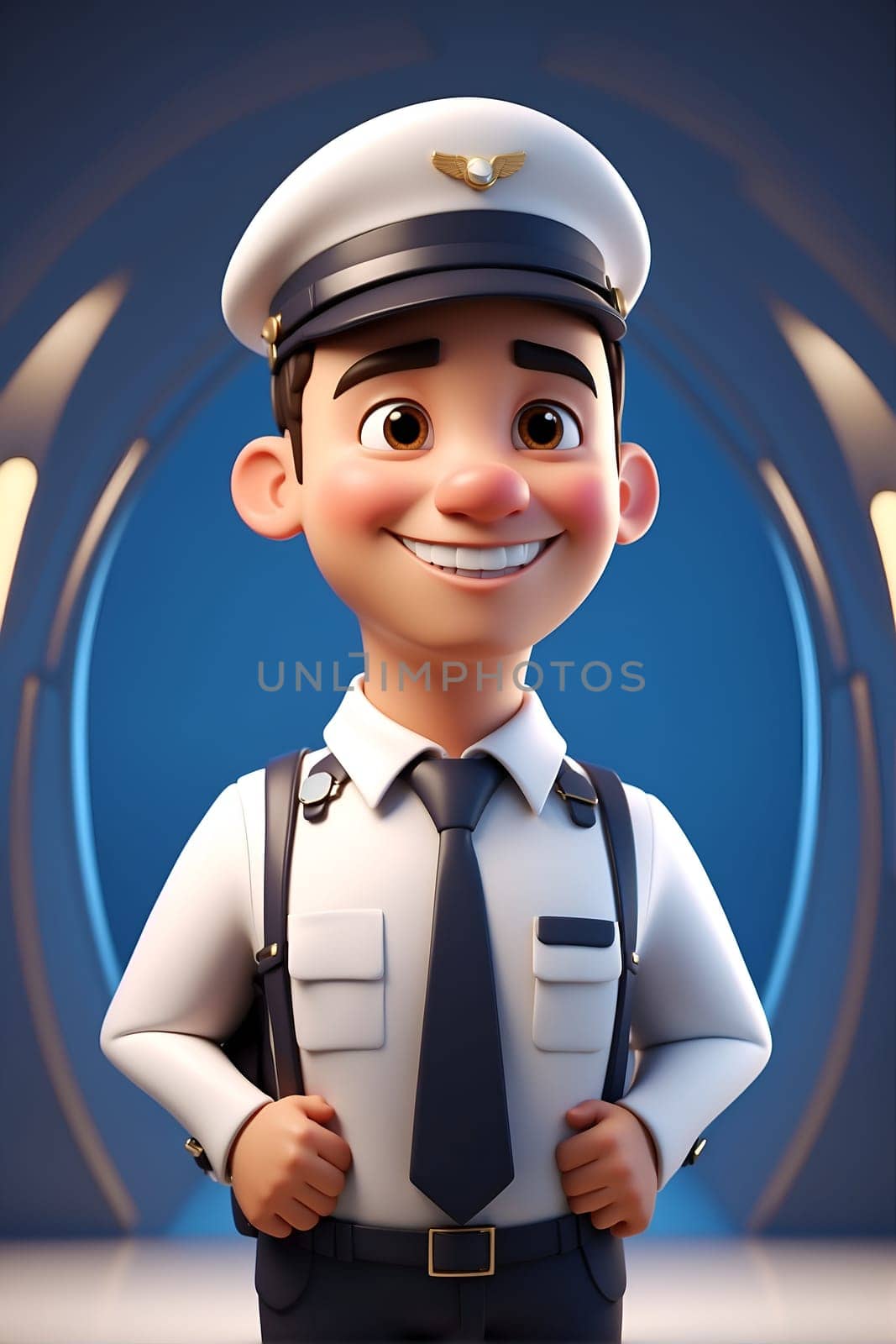 Cartoon Character in Pilots Uniform, A Charming Aviator Ready for Takeoff. Generative AI. by artofphoto