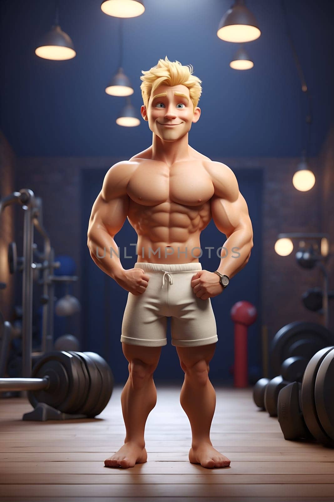 Man Standing in Front of Gym Machine. Generative AI. by artofphoto