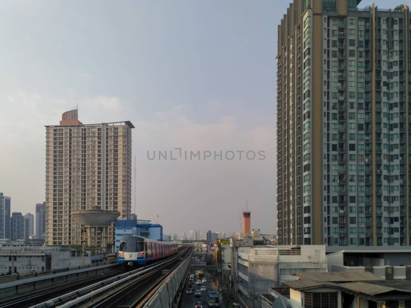 BTS Sky Train is running in downtown of Bangkok. Sky train is fastest transport mode in Bangkok by Andre1ns