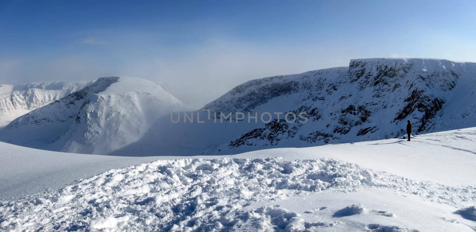 mountain valley in winter under snow, hibiny, russia