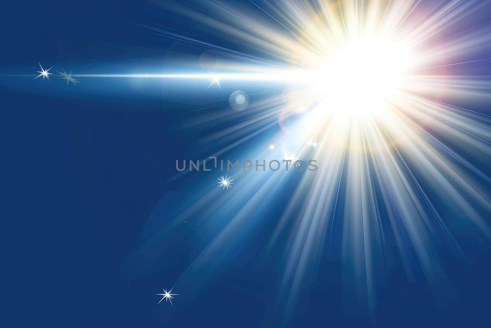 Lens flare, Shining sun glare rays. Background Generative AI by itchaznong