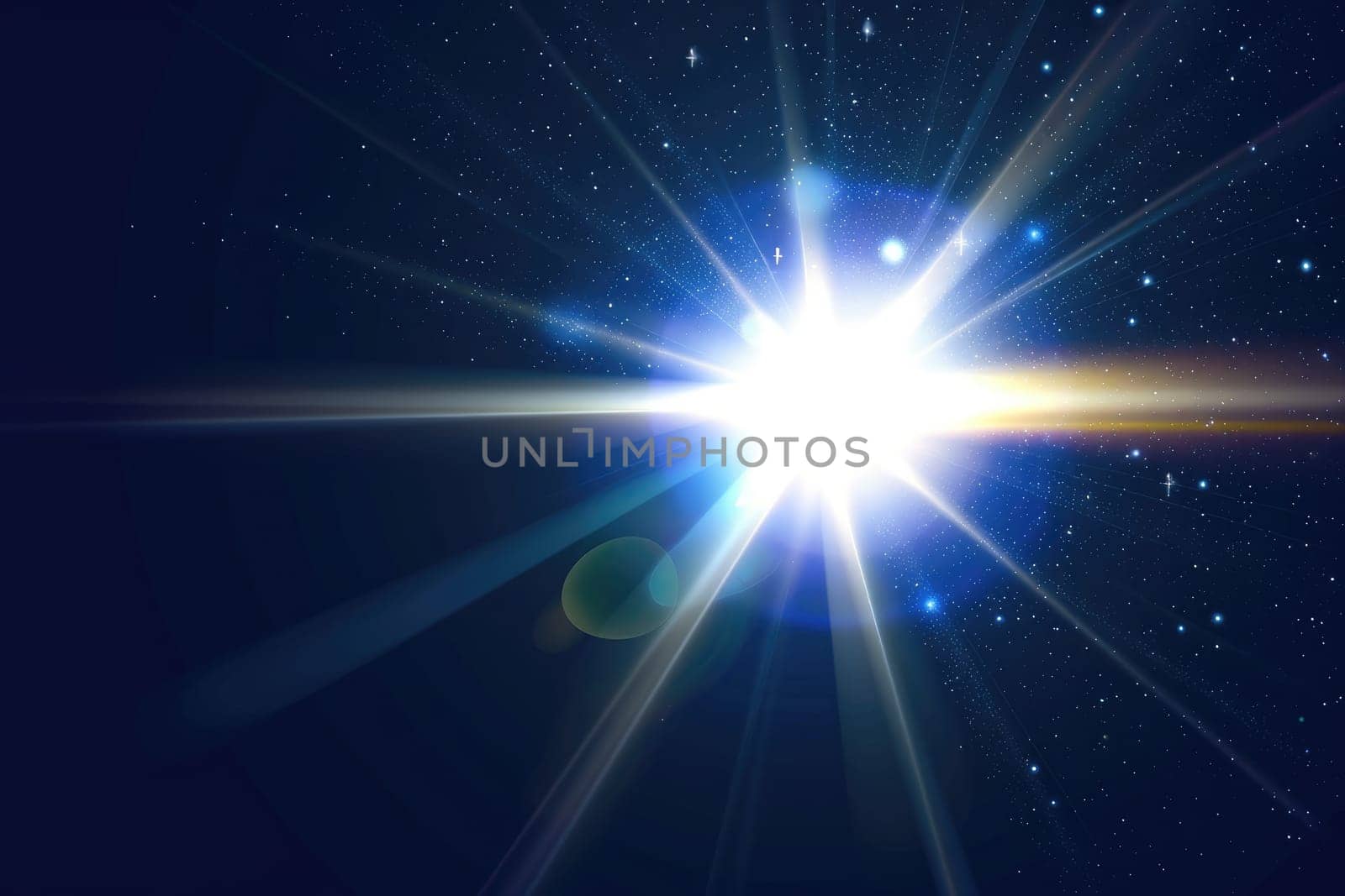 Lens flare, Shining sun glare rays. Background Generative AI.