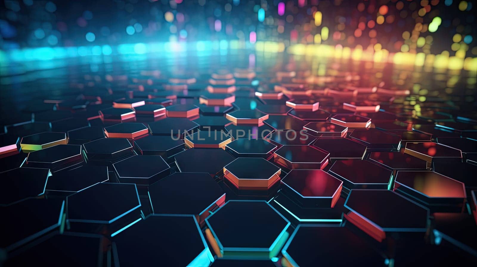 Abstract background with hexagonal tiles. Tech styled hex pattern. Generated AI. by SwillKch