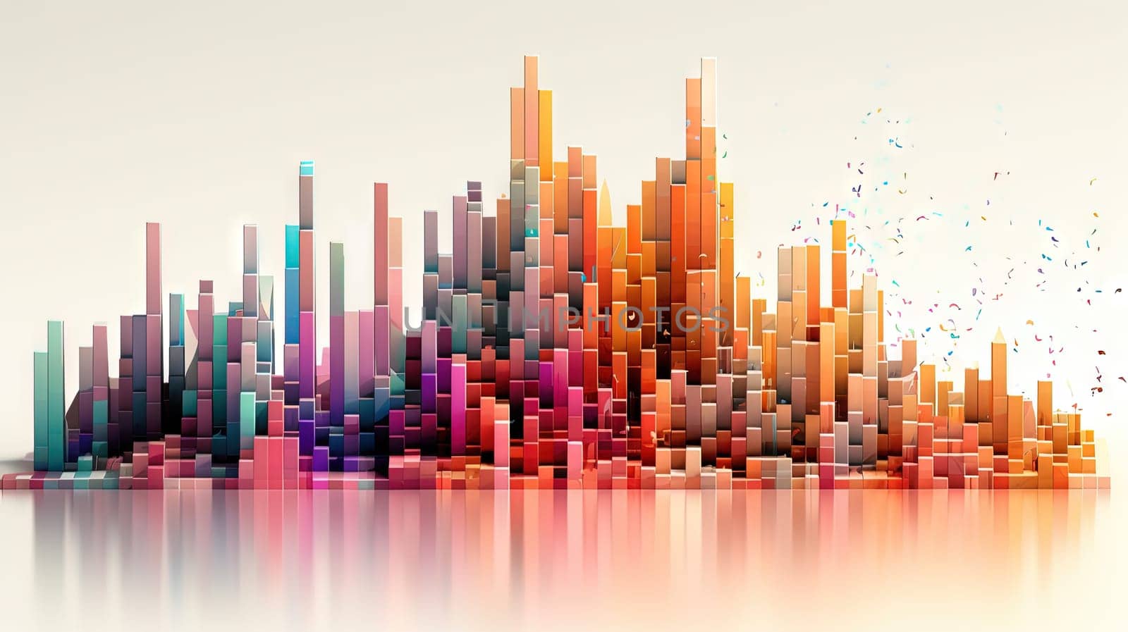 Business data graph concept with market data clusters and particles. Digital sorting and management concept for business and finance. Generated AI by SwillKch