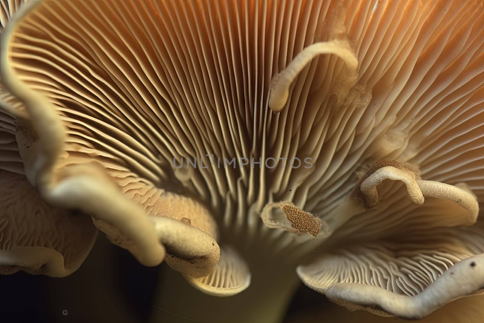 Abstract boletus mushroom. Big fungus with mushroom plates close up image. Generated AI. by SwillKch